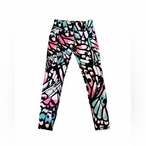 Athletic Works Butterfly Print Leggings Size M (7/8) Colorful Activewear